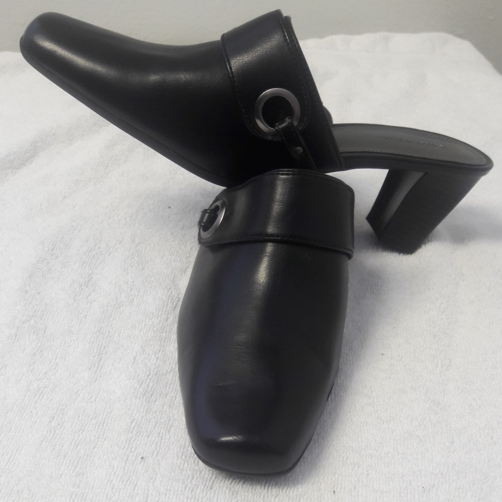Kate Ann Mules -Black Heel, Harness Strap